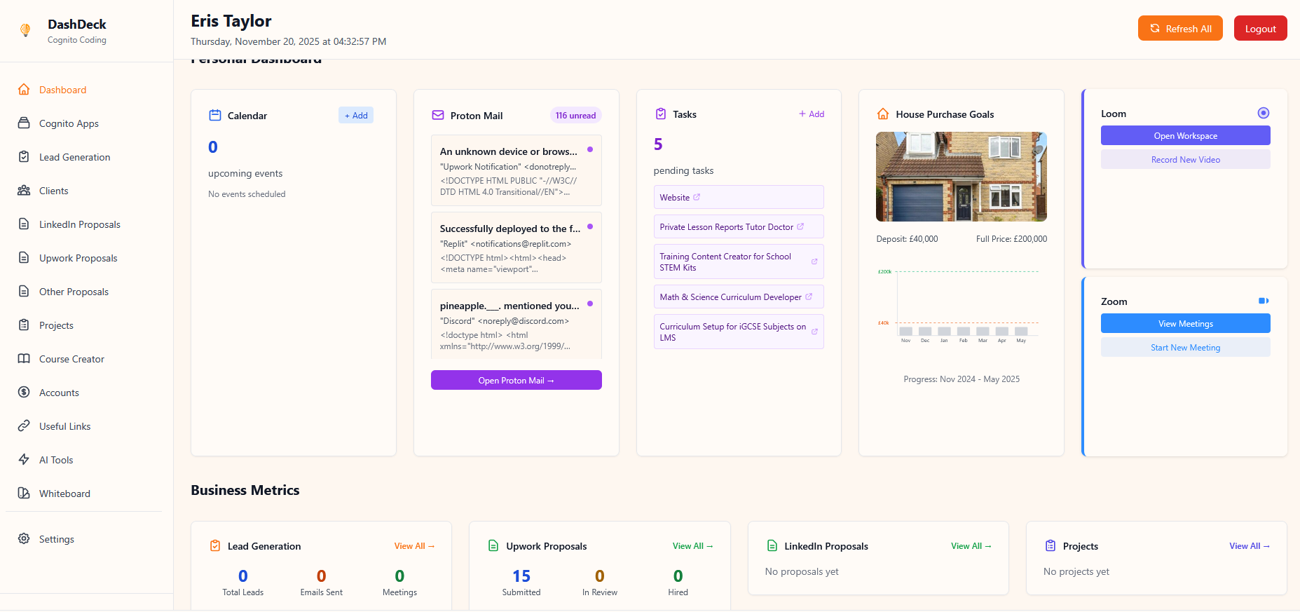 DashDeck Business Dashboard Screenshot